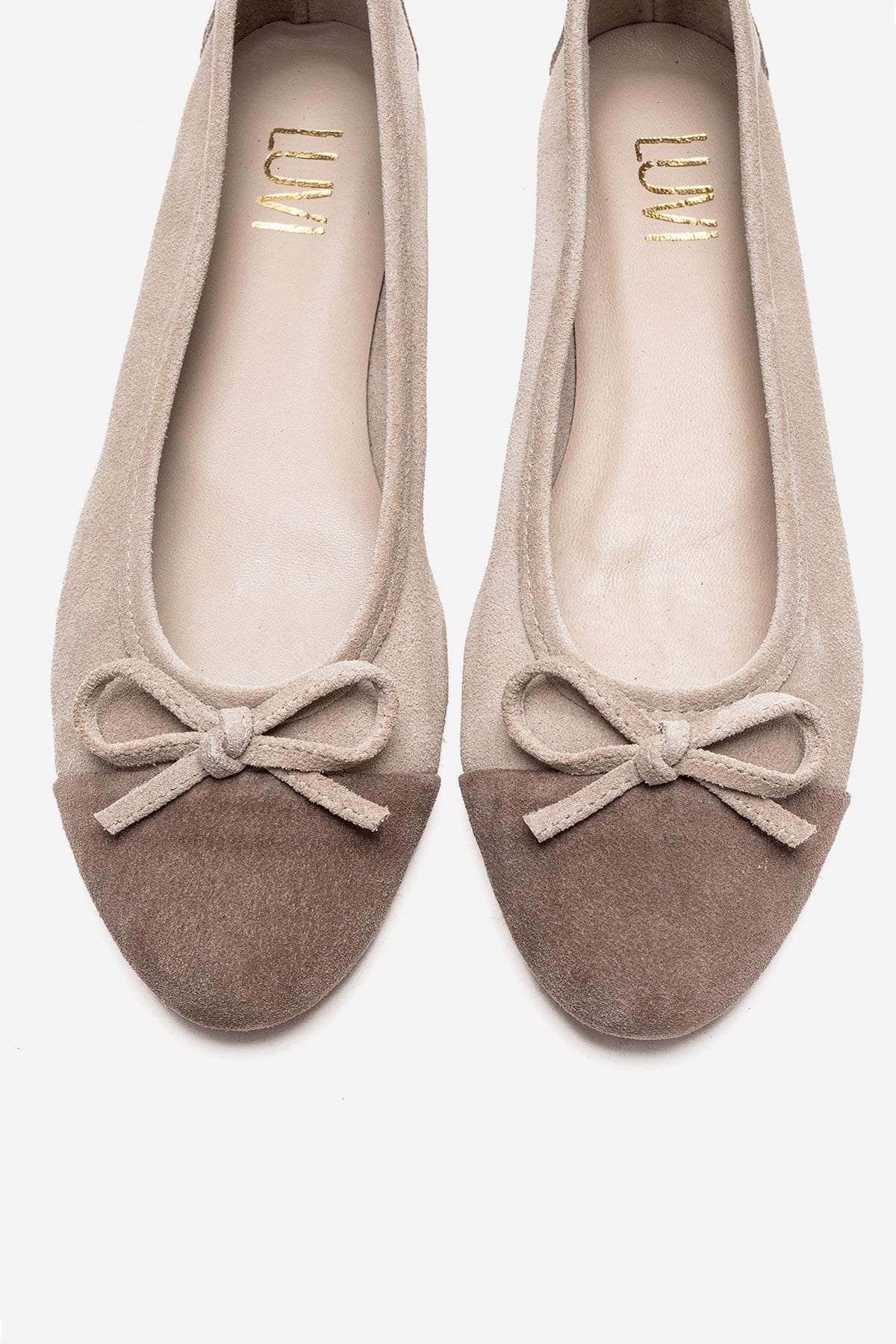 BOLEO - Beige/Taupe Genuine Leather Ballet Flat (Women)