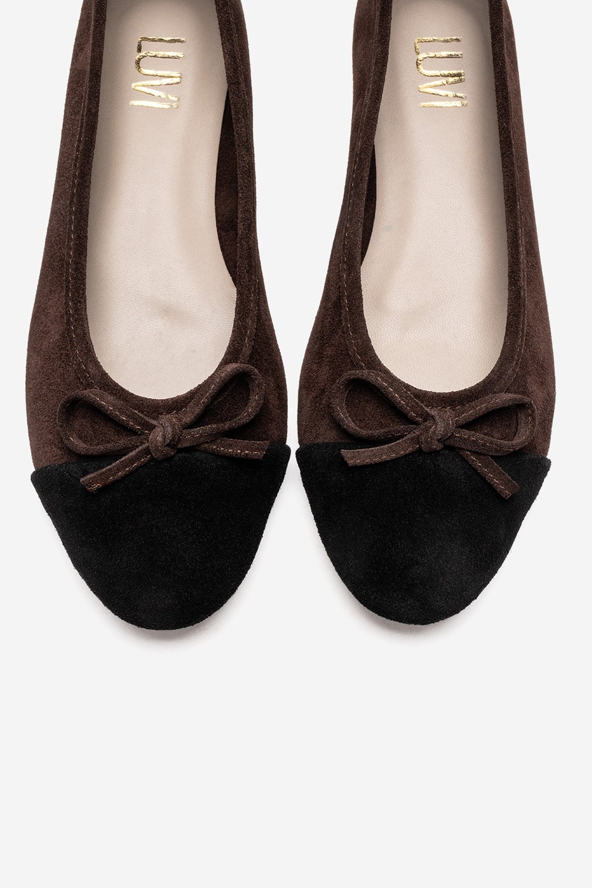 BOLEO - Brown/Black Genuine Leather Ballet Flat (Women)