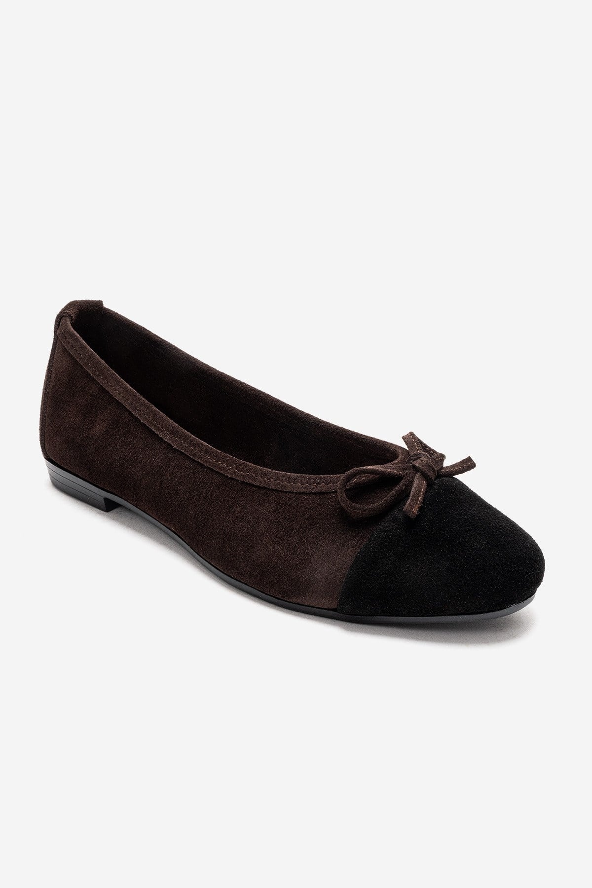 BOLEO - Brown/Black Genuine Leather Ballet Flat (Women)