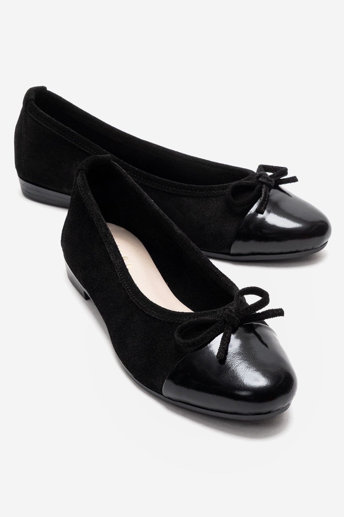 BOLEO - Black Genuine Leather Ballet Flat (Women)