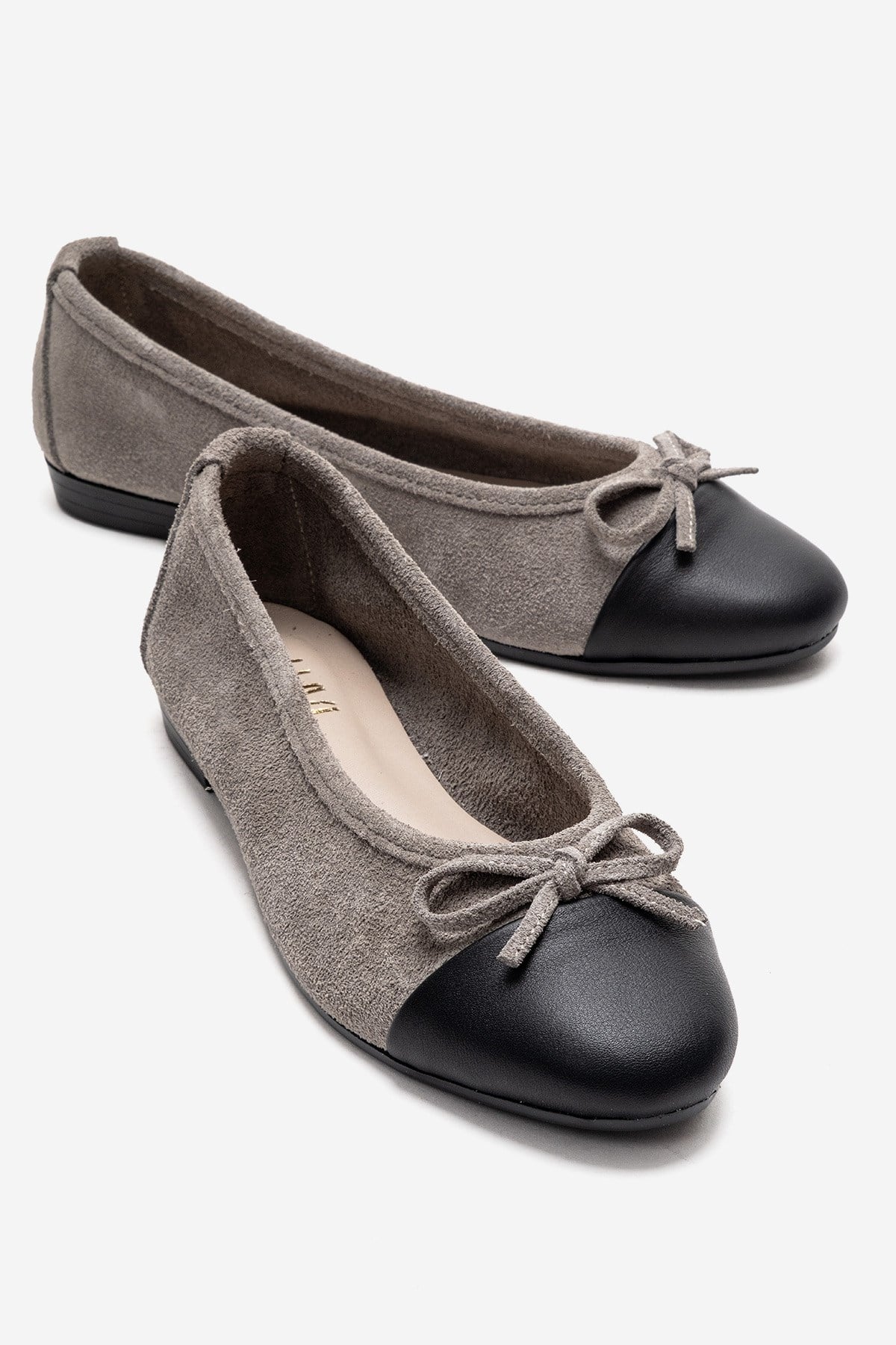 BOLEO - Gray Genuine Leather Ballet Flat (Women)