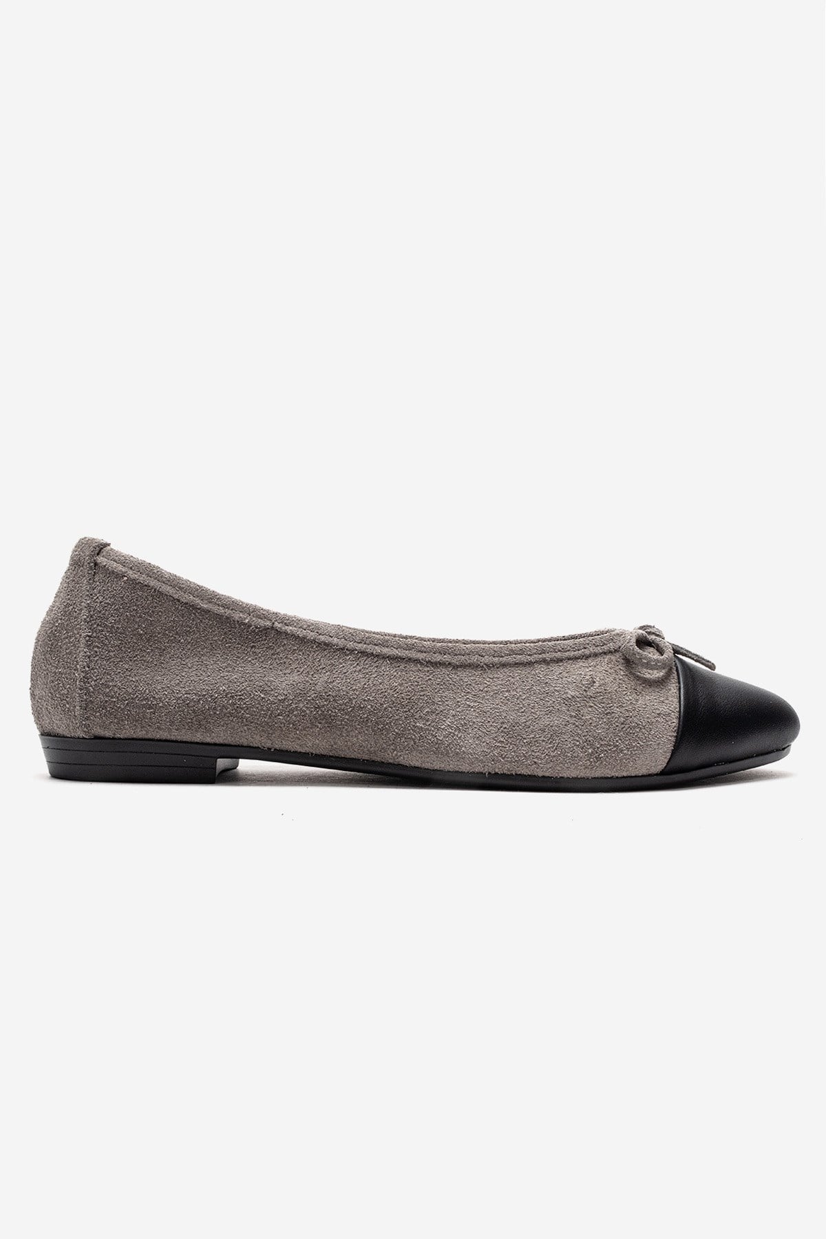 BOLEO - Gray Genuine Leather Ballet Flat (Women)