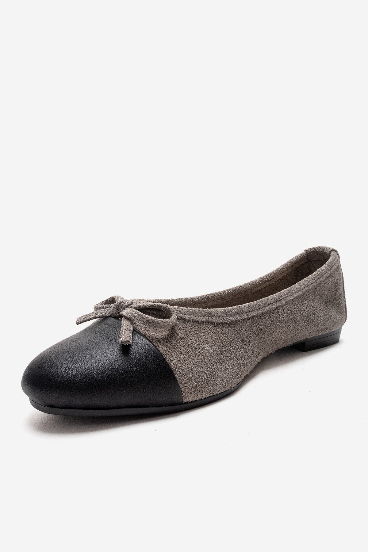 BOLEO - Gray Genuine Leather Ballet Flat (Women)