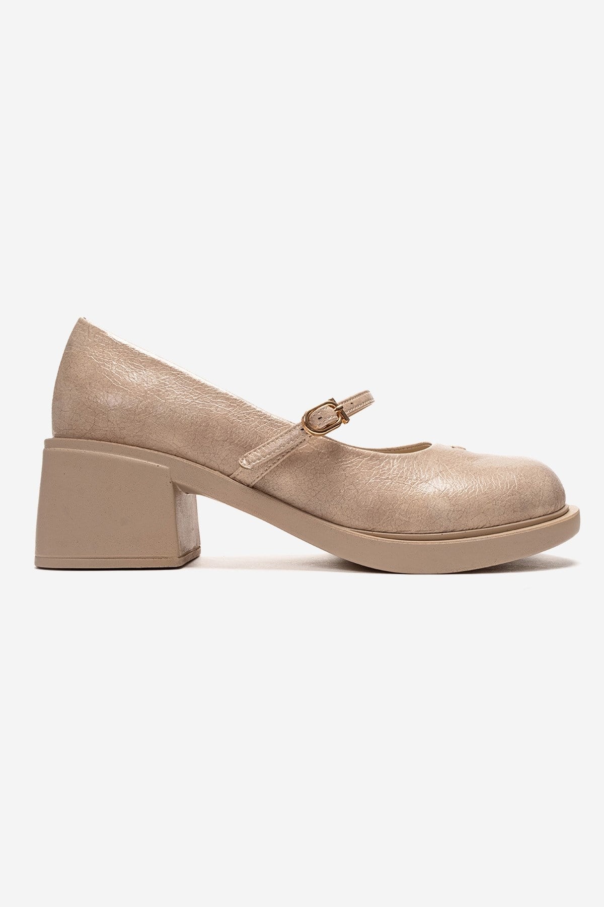 LUANDA - Beige Genuine Leather Block Heel Mary Jane (Women)