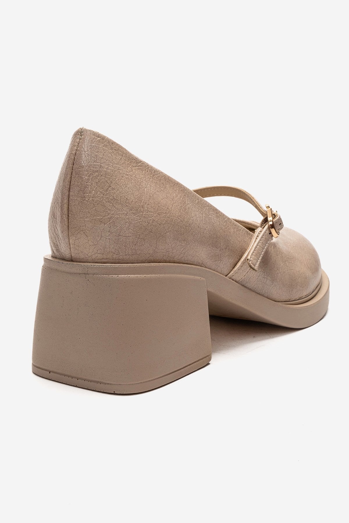 LUANDA - Beige Genuine Leather Block Heel Mary Jane (Women)