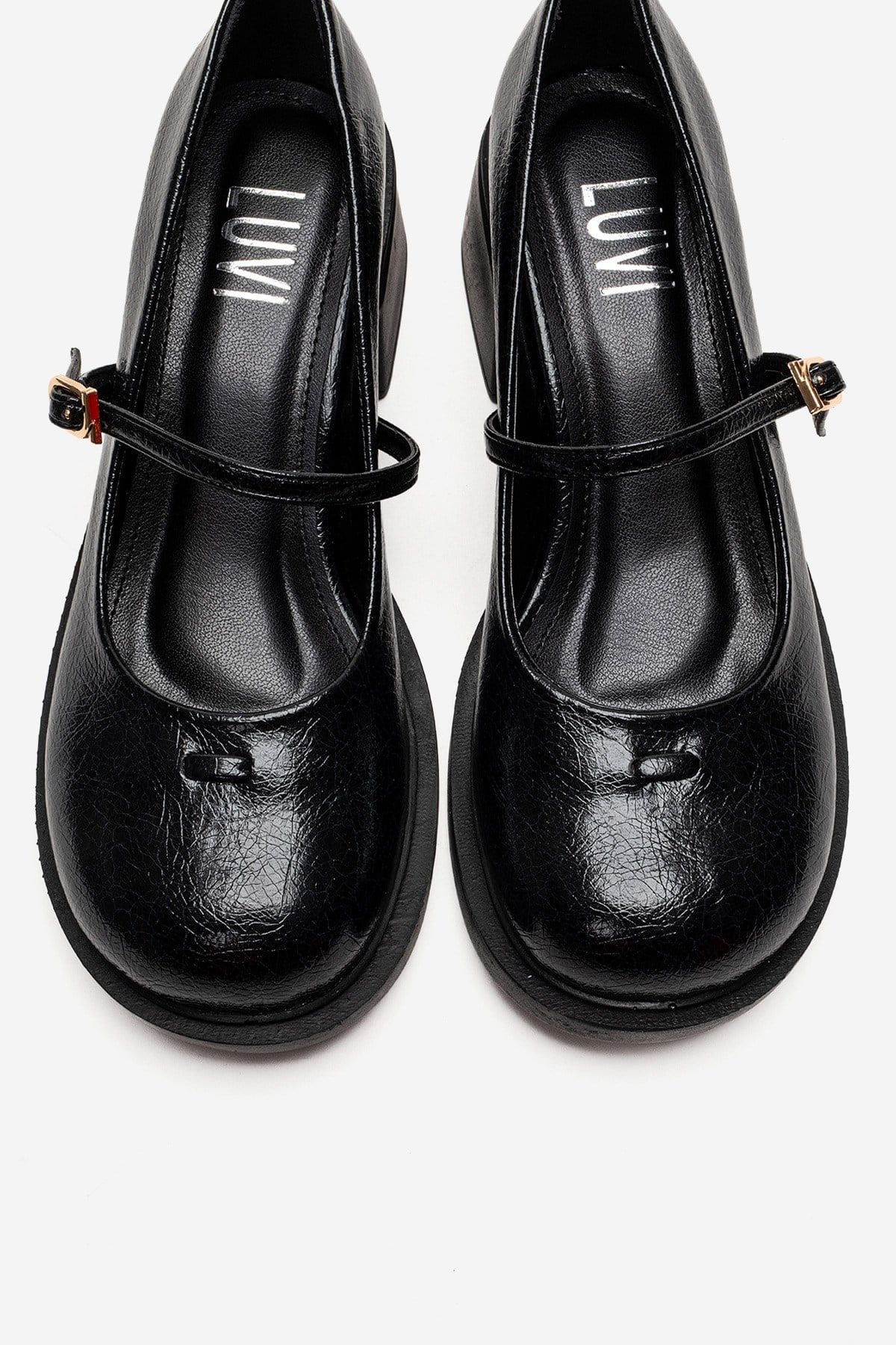 LUANDA - Black Genuine Leather Block Heel Mary Jane (Women)