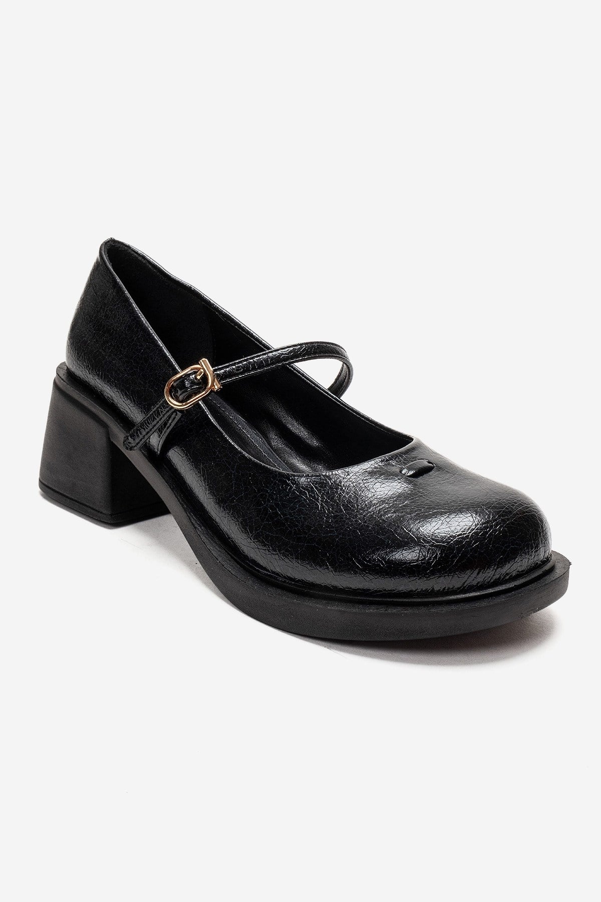 LUANDA - Black Genuine Leather Block Heel Mary Jane (Women)