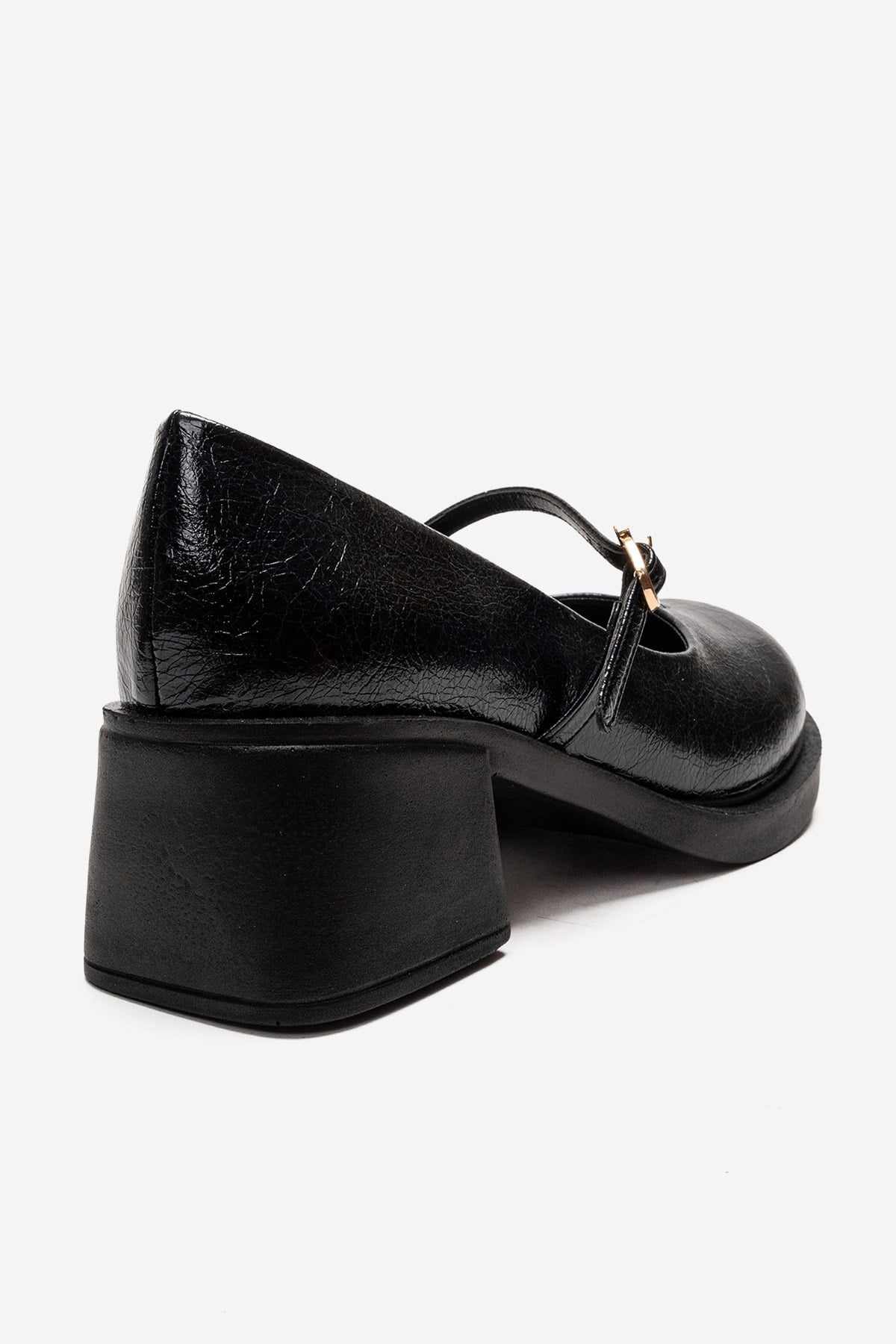 LUANDA - Black Genuine Leather Block Heel Mary Jane (Women)