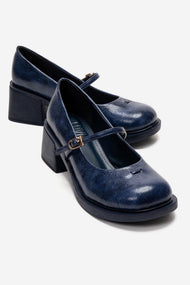 LUANDA - Navy Block Heel Mary Jane Shoe (Women)