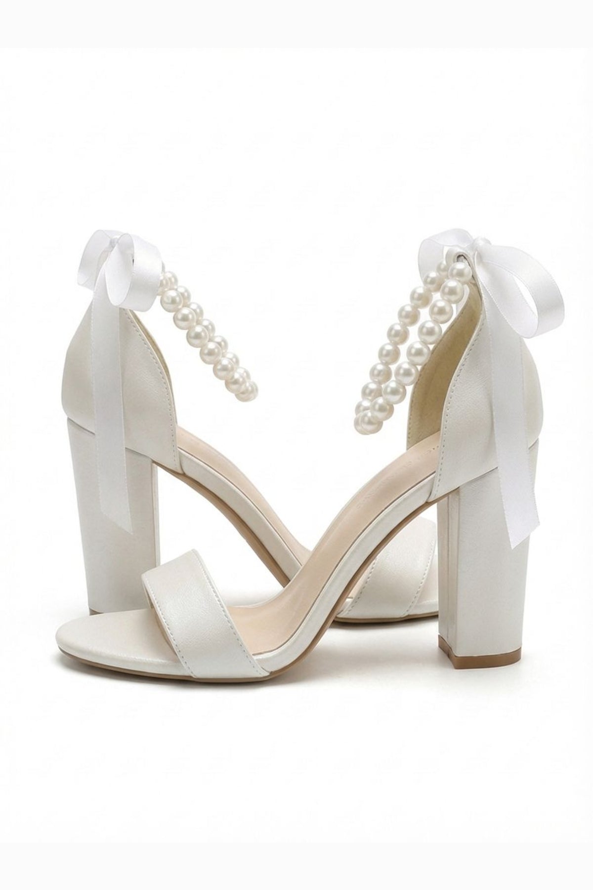 Althea Pearl Ankle Strap Block Heel Sandals