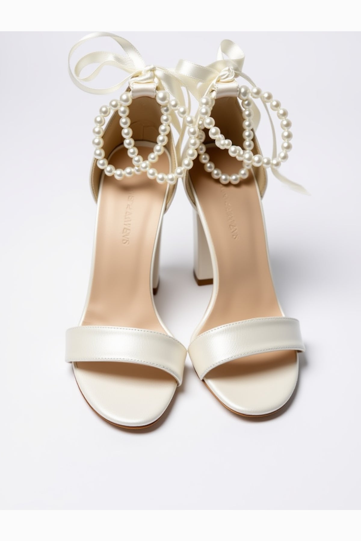 Caelis Pearl Block Heels Bridal Shoes