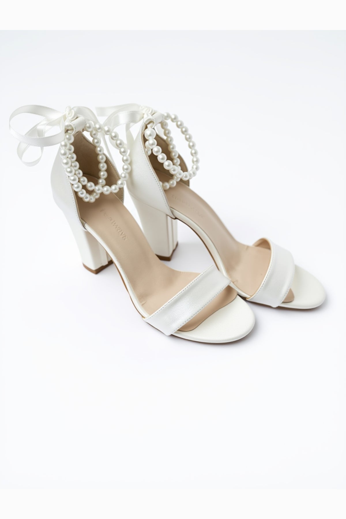 Caelis Pearl Block Heels Bridal Shoes