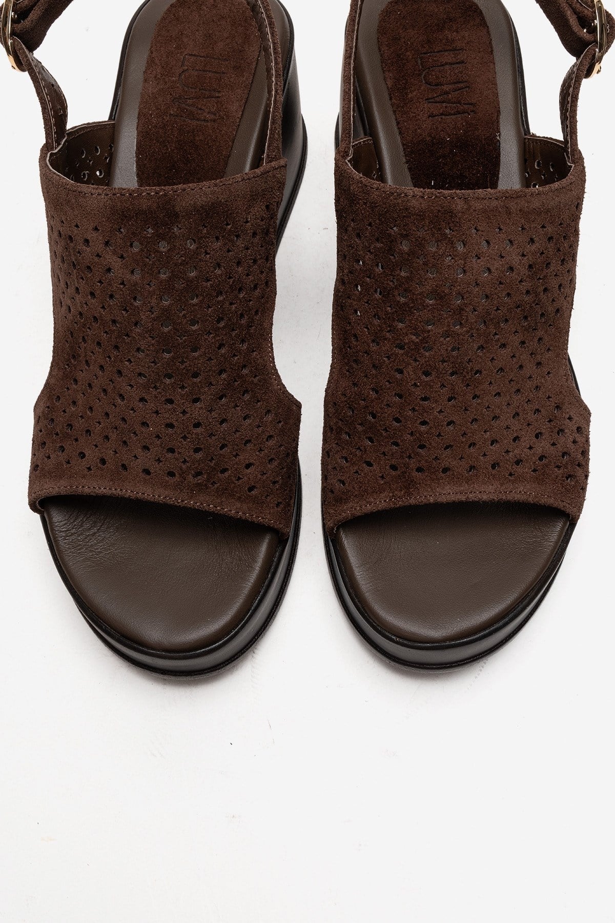 Jadira - Brown Genuine Leather Wedge Heel Sandal (Women)