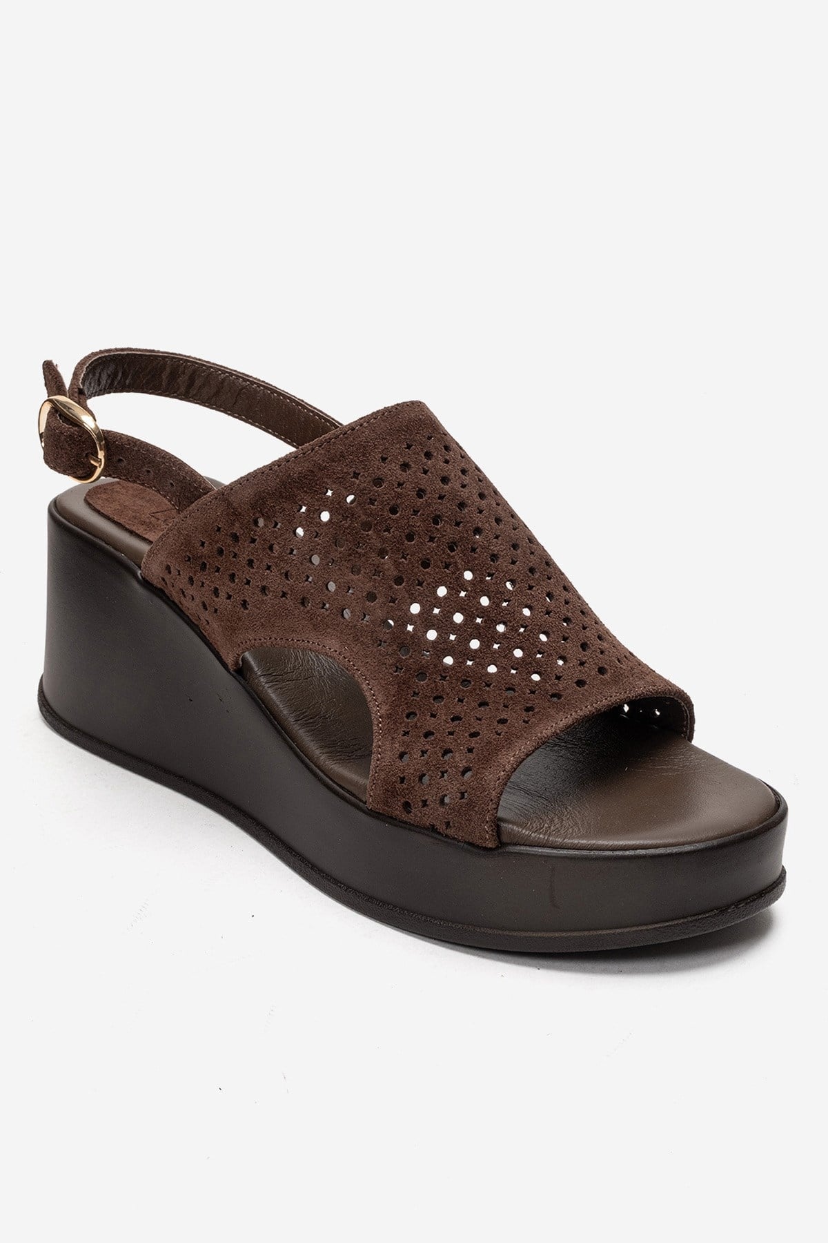 Jadira - Brown Genuine Leather Wedge Heel Sandal (Women)