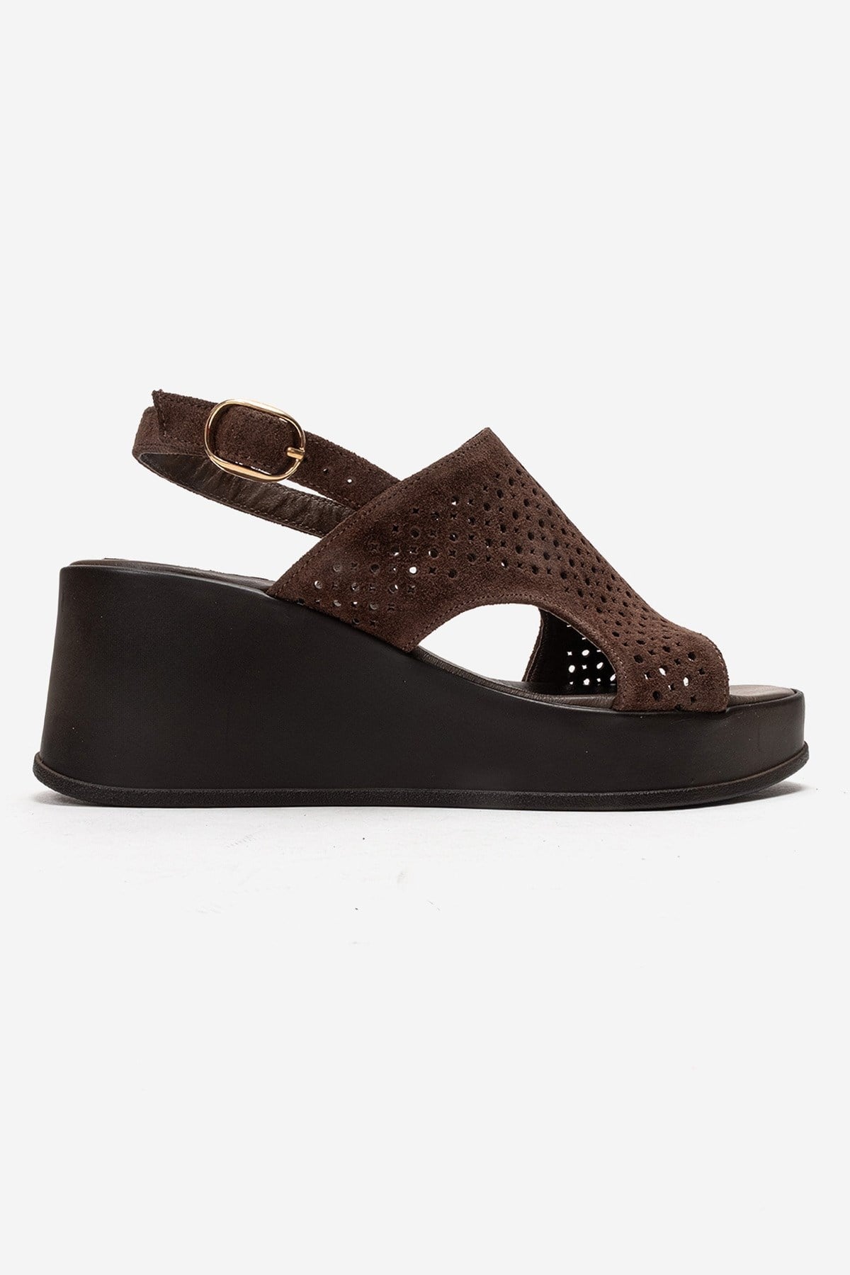 Jadira - Brown Genuine Leather Wedge Heel Sandal (Women)