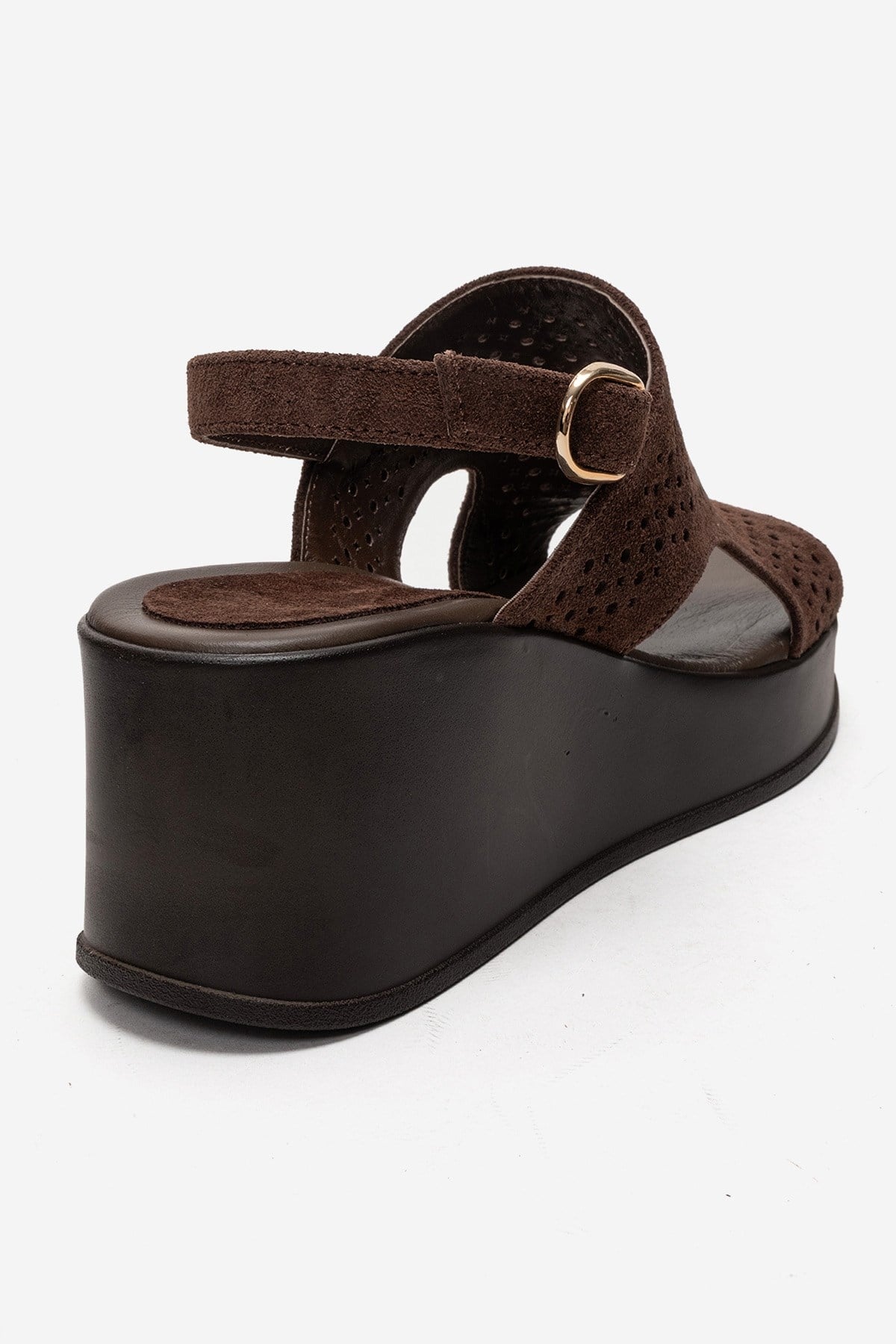Jadira - Brown Genuine Leather Wedge Heel Sandal (Women)