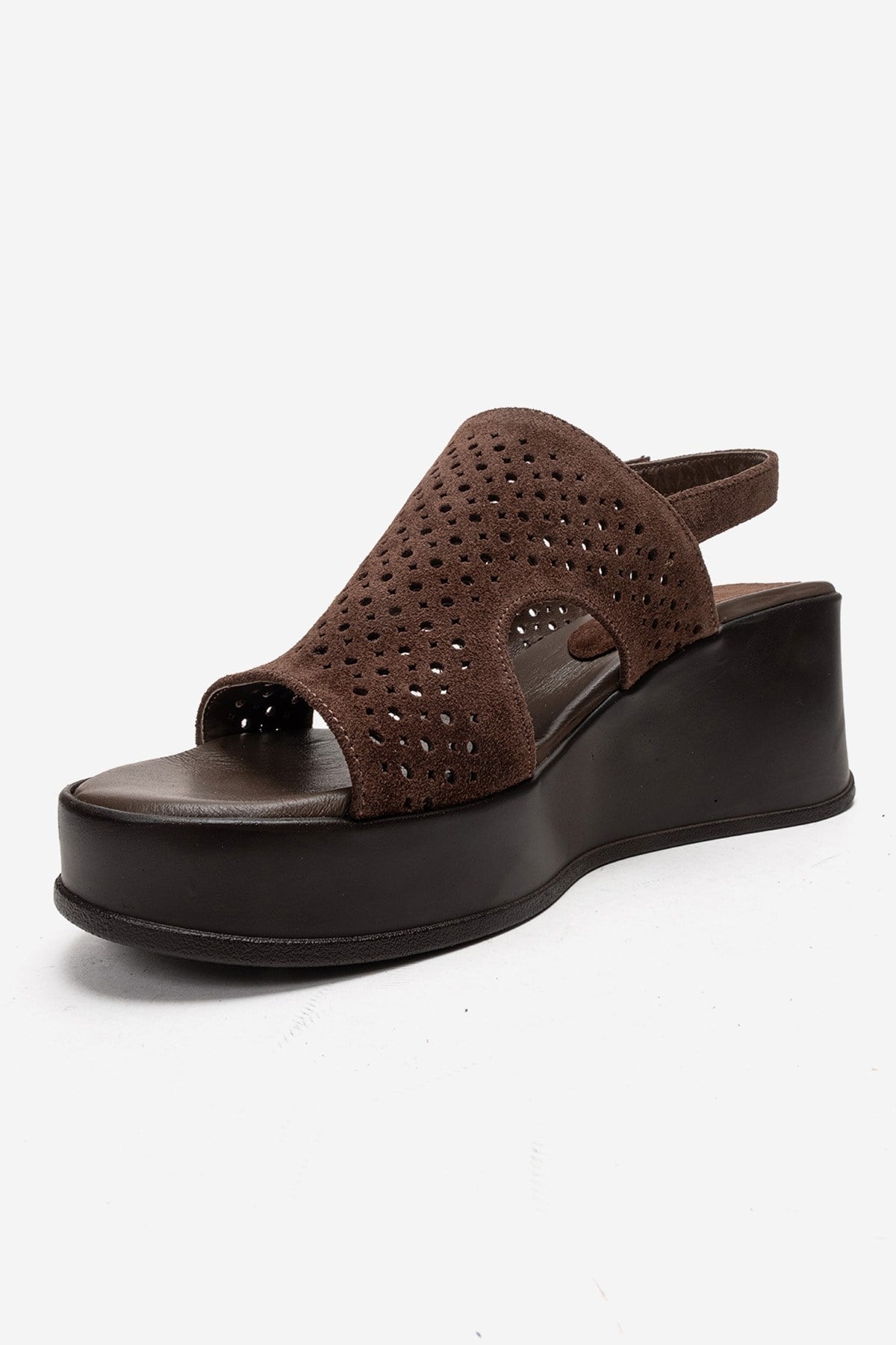 Jadira - Brown Genuine Leather Wedge Heel Sandal (Women)