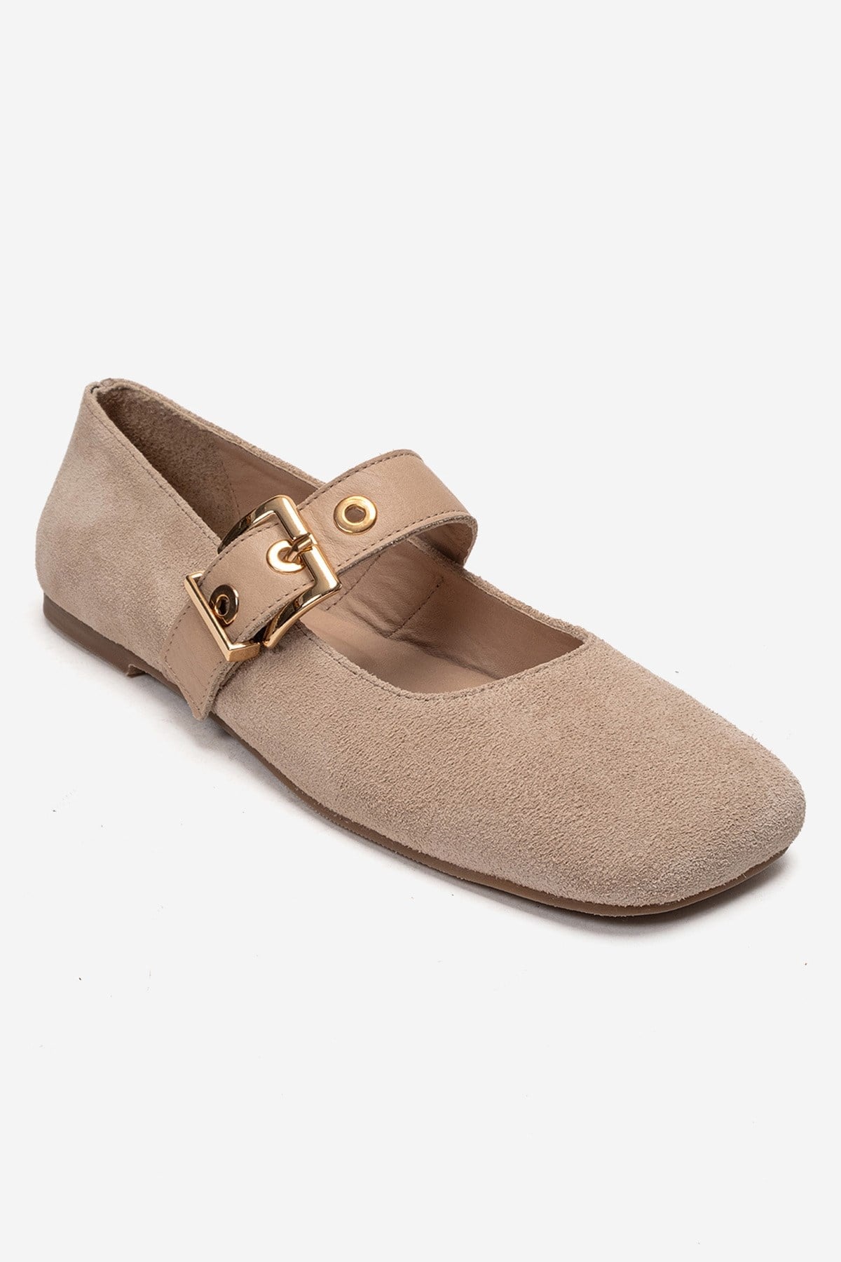 Jonas - Beige Suede Genuine Leather Ballet Flat (Women)