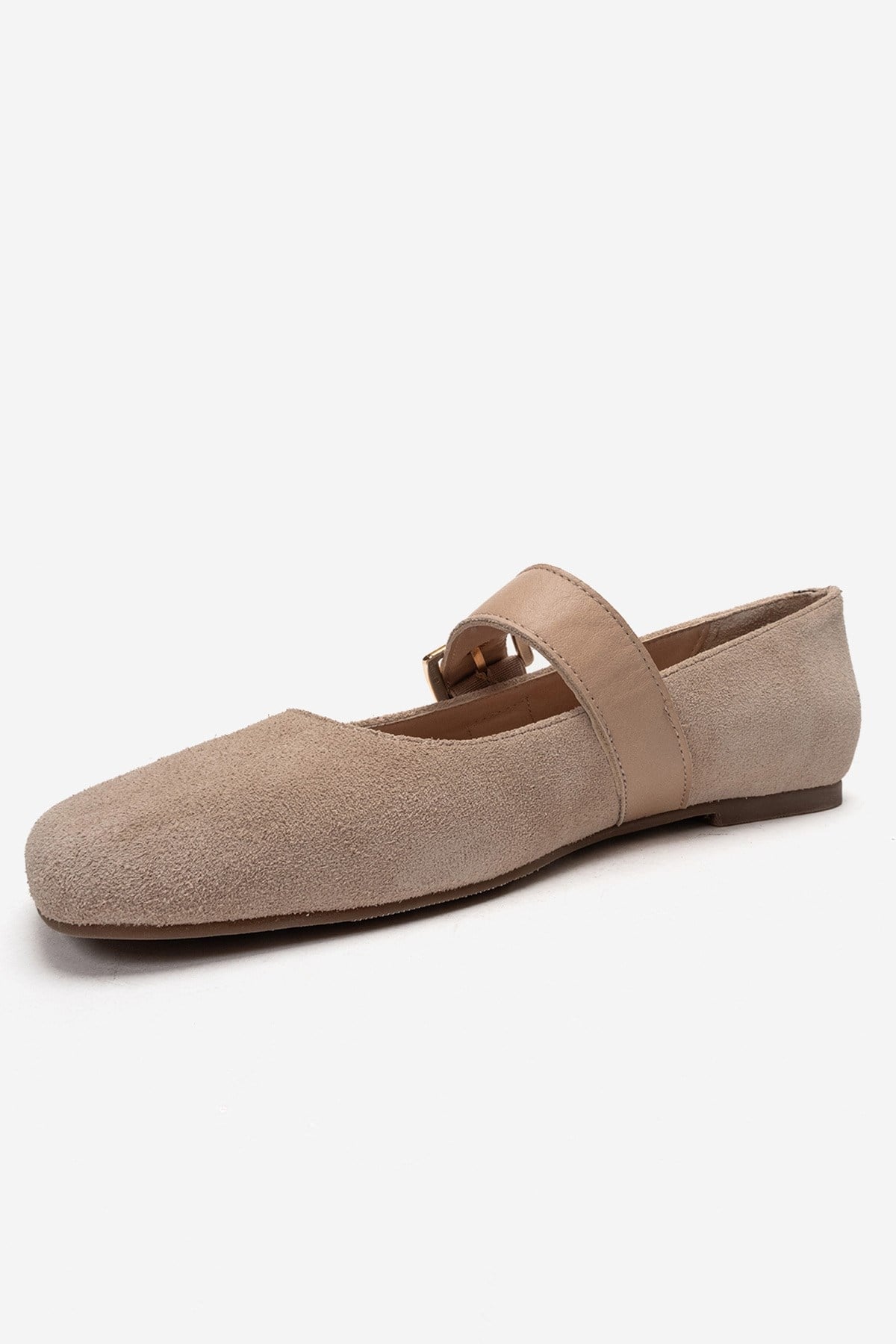 Jonas - Beige Suede Genuine Leather Ballet Flat (Women)