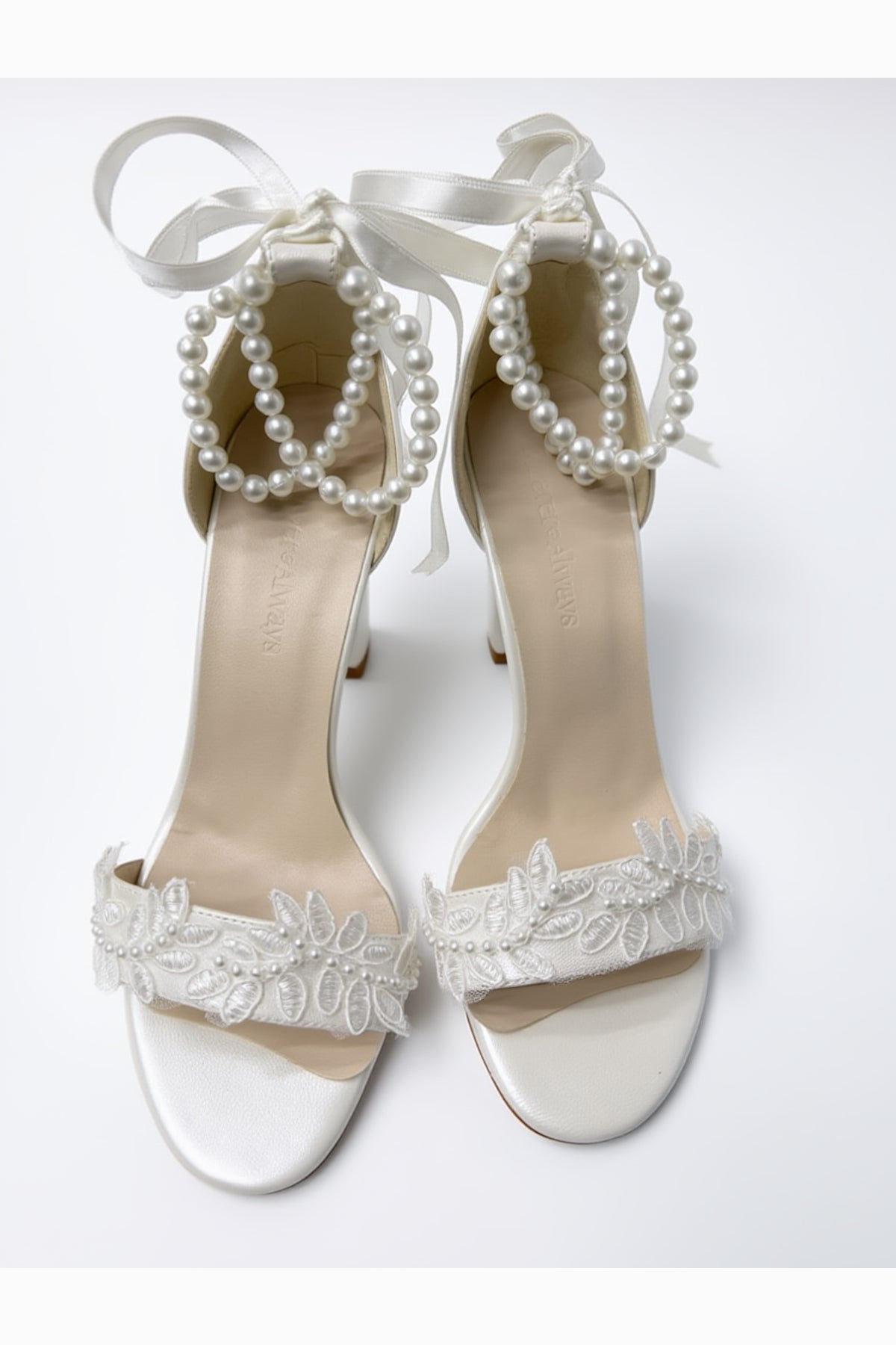 Elysia Pearl And Lace Wedding Heels