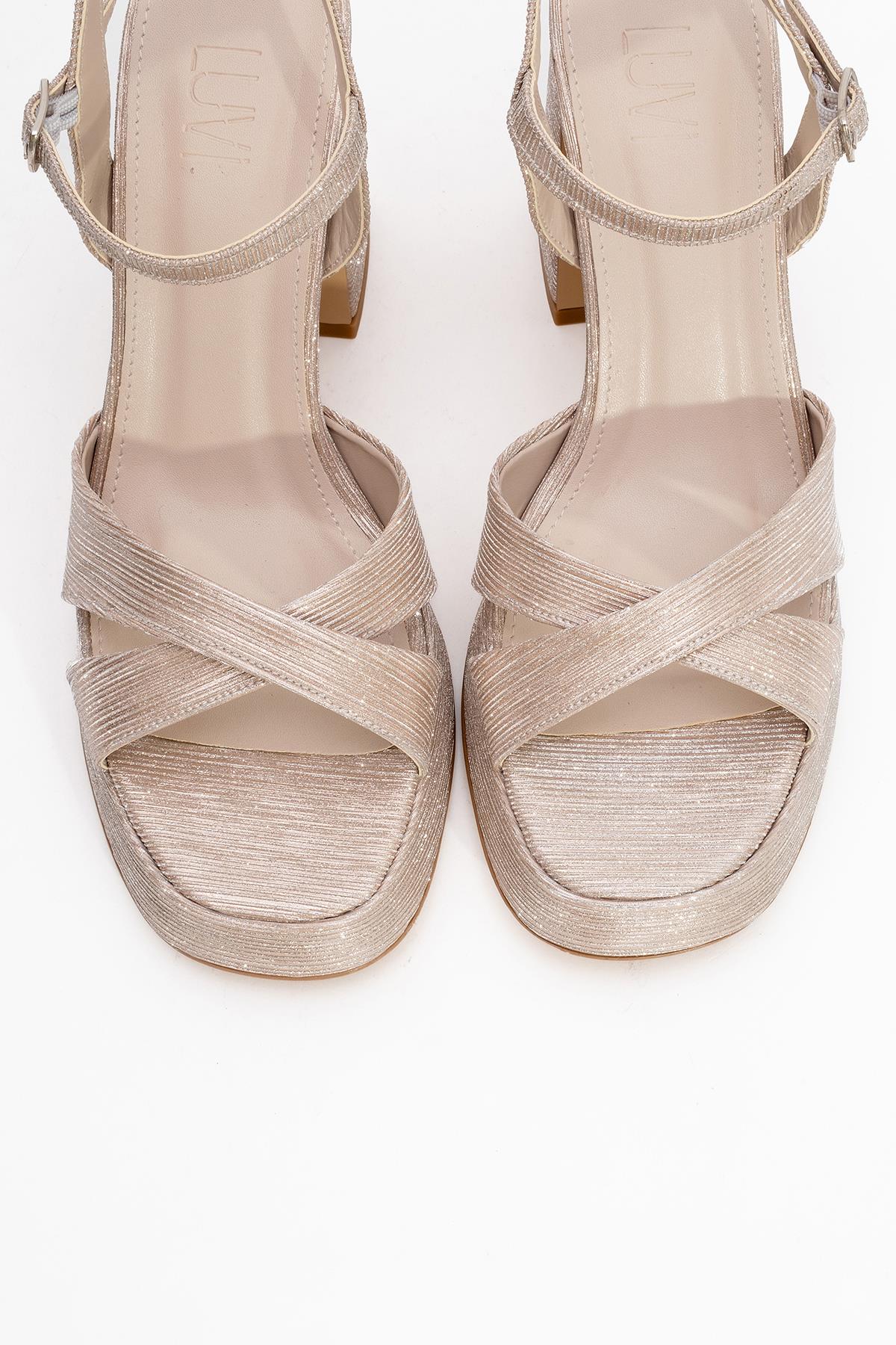 Lello - Gold Striped Platform Heel Shoe (Women)