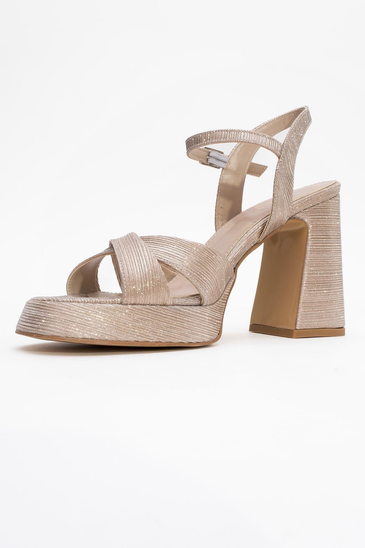 Lello - Gold Striped Platform Heel Shoe (Women)