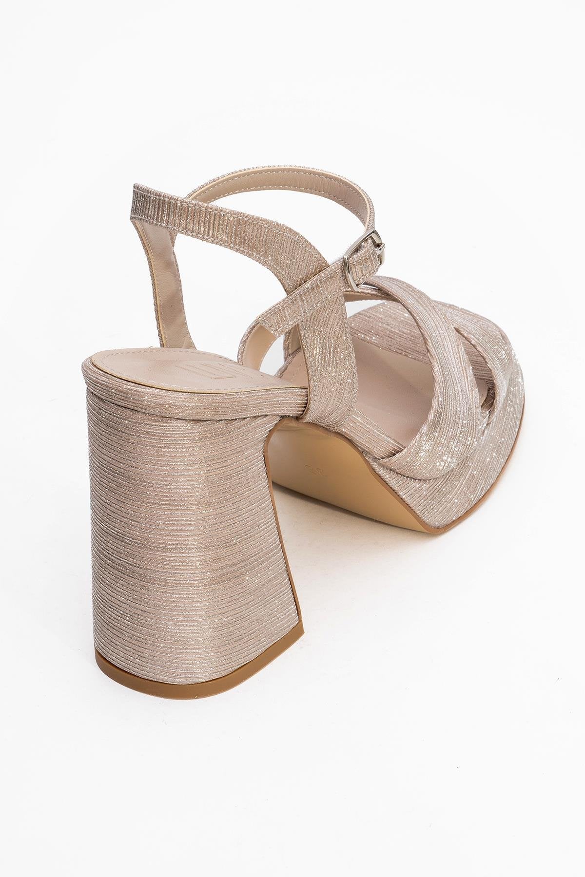 Lello - Gold Striped Platform Heel Shoe (Women)