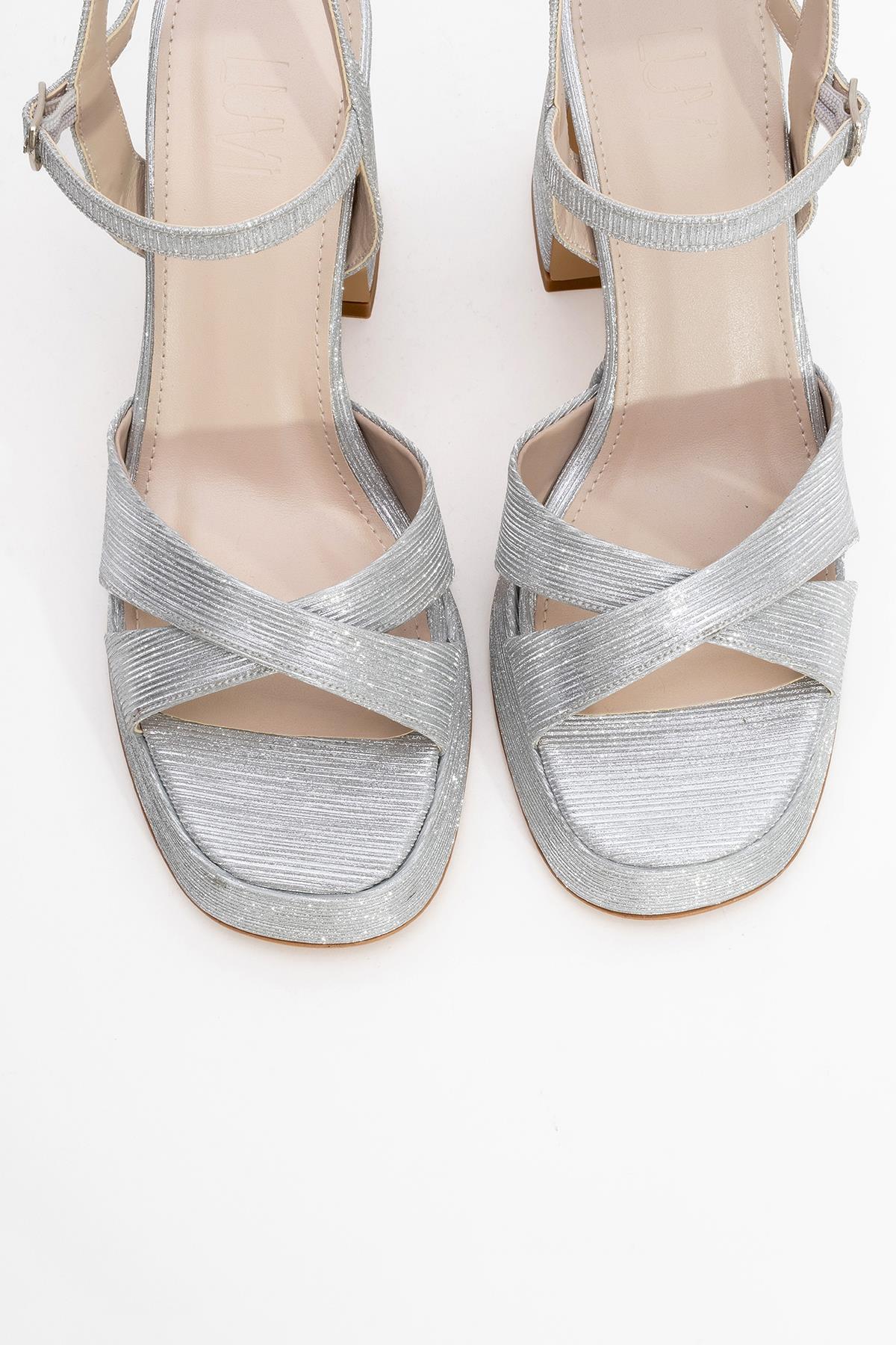 Lello - Silver Striped Platform Heel Shoe (Women)