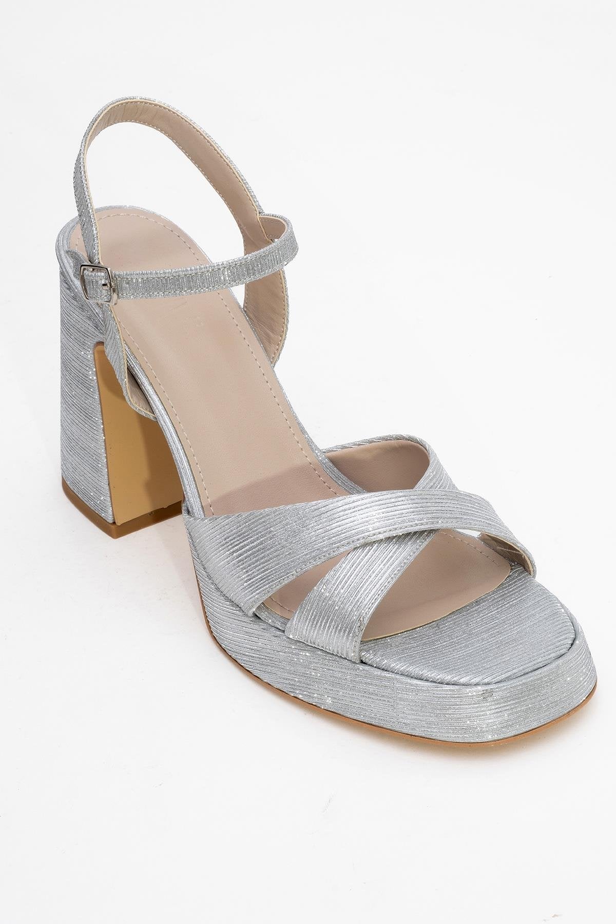 Lello - Silver Striped Platform Heel Shoe (Women)