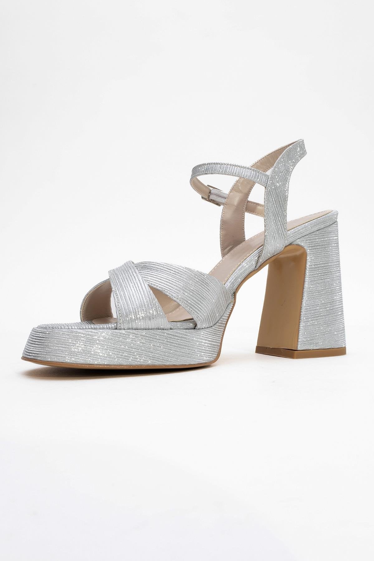 Lello - Silver Striped Platform Heel Shoe (Women)