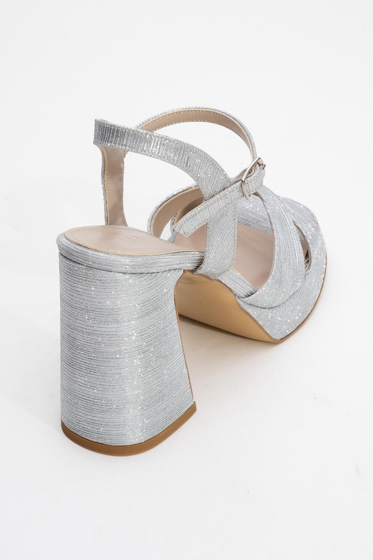 Lello - Silver Striped Platform Heel Shoe (Women)