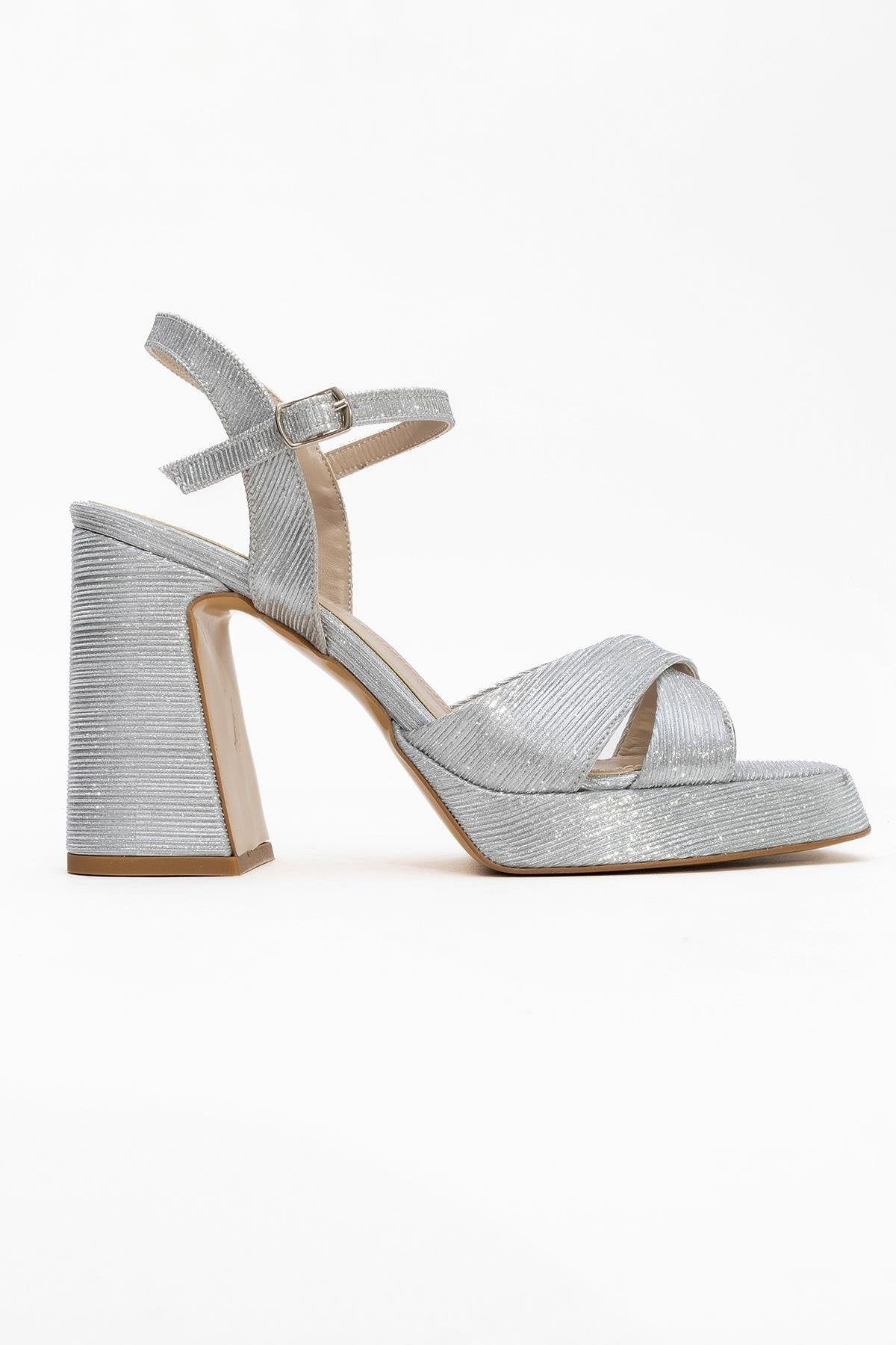 Lello - Silver Striped Platform Heel Shoe (Women)