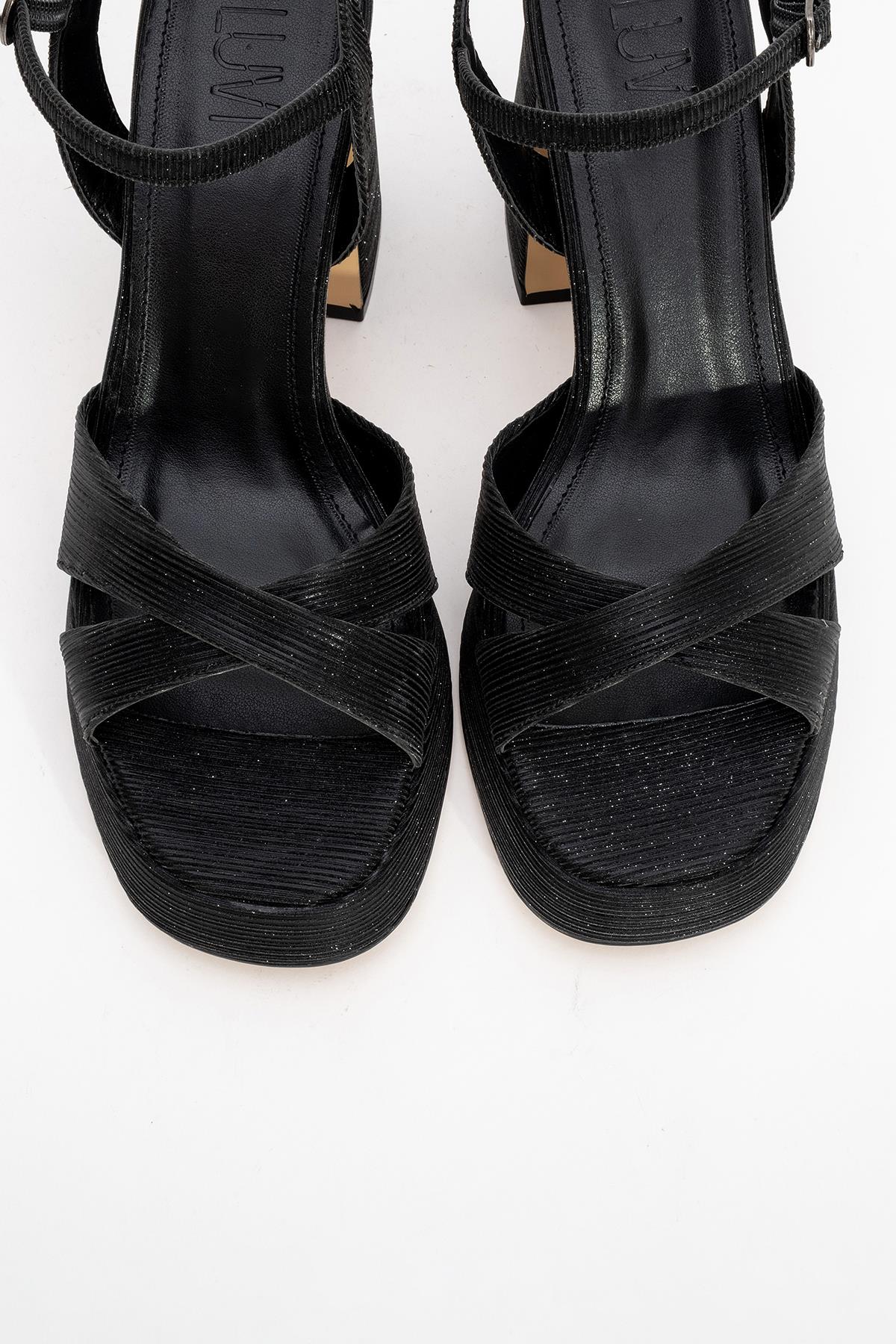Lello - Black Striped Platform Heel Shoe (Women)