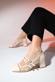 Scots - Cream Block Heel Pump (Women)