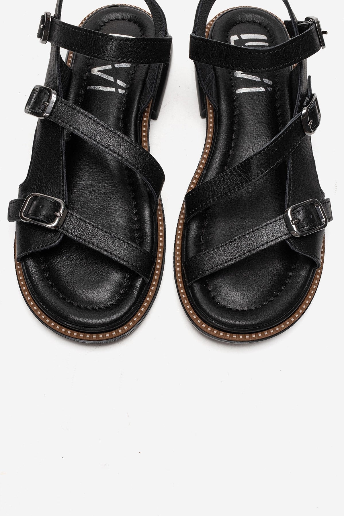 MOREZ - Black Genuine Leather Sandal (Women)