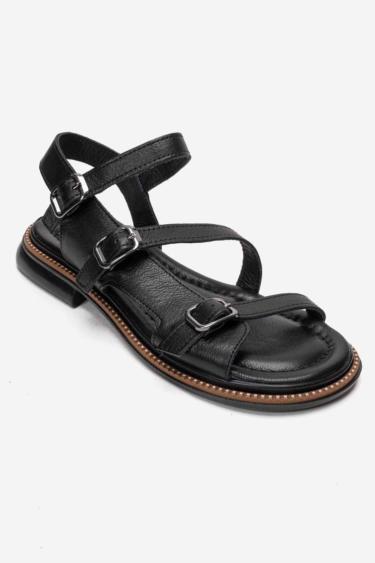 MOREZ - Black Genuine Leather Sandal (Women)