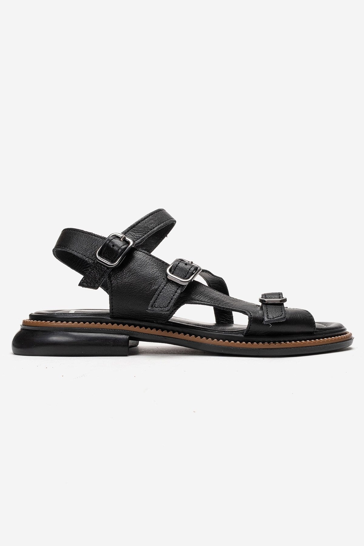 MOREZ - Black Genuine Leather Sandal (Women)