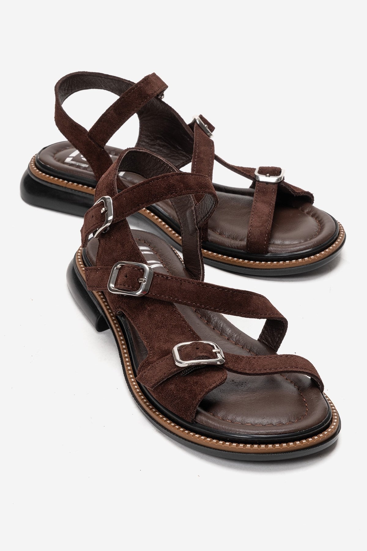 MOREZ - Brown Genuine Leather Suede Slingback Sandal (Women)