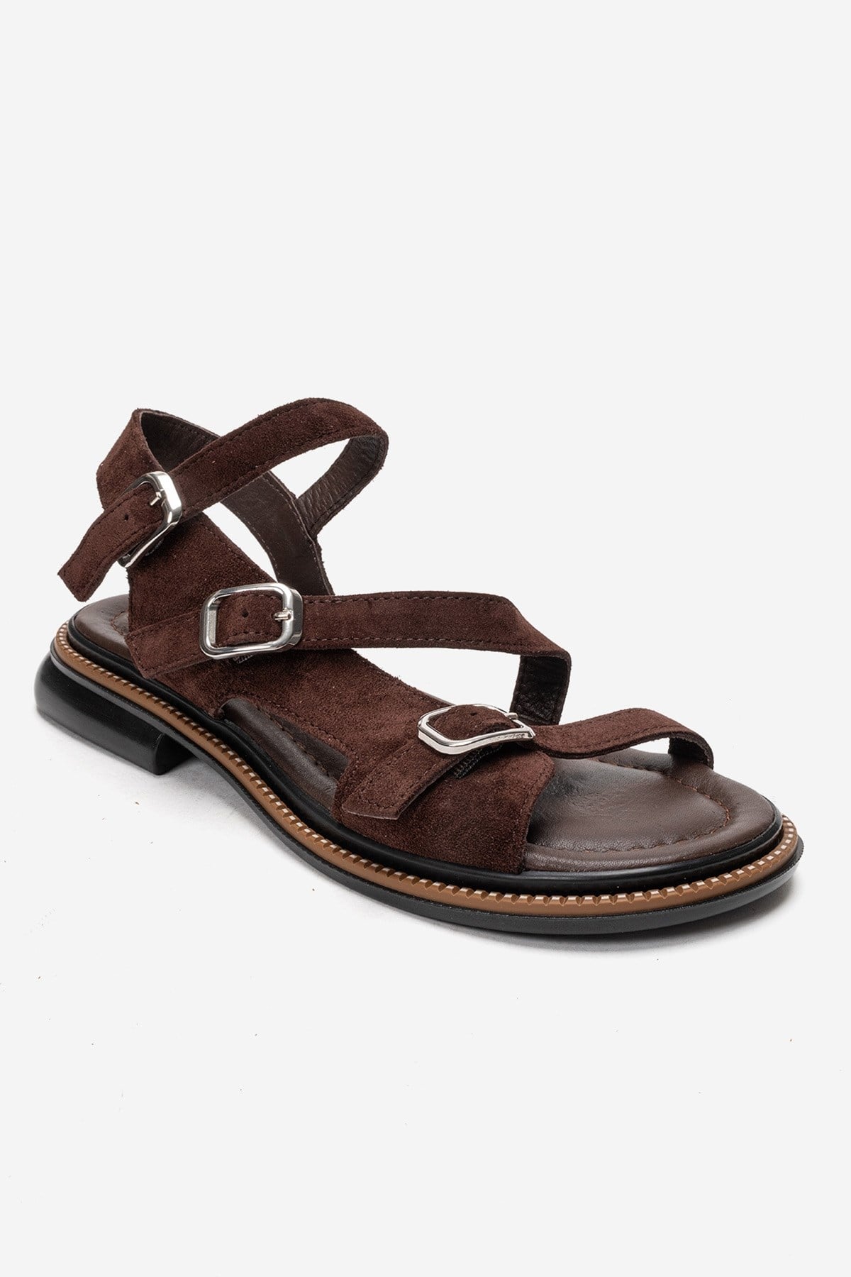 MOREZ - Brown Genuine Leather Suede Slingback Sandal (Women)
