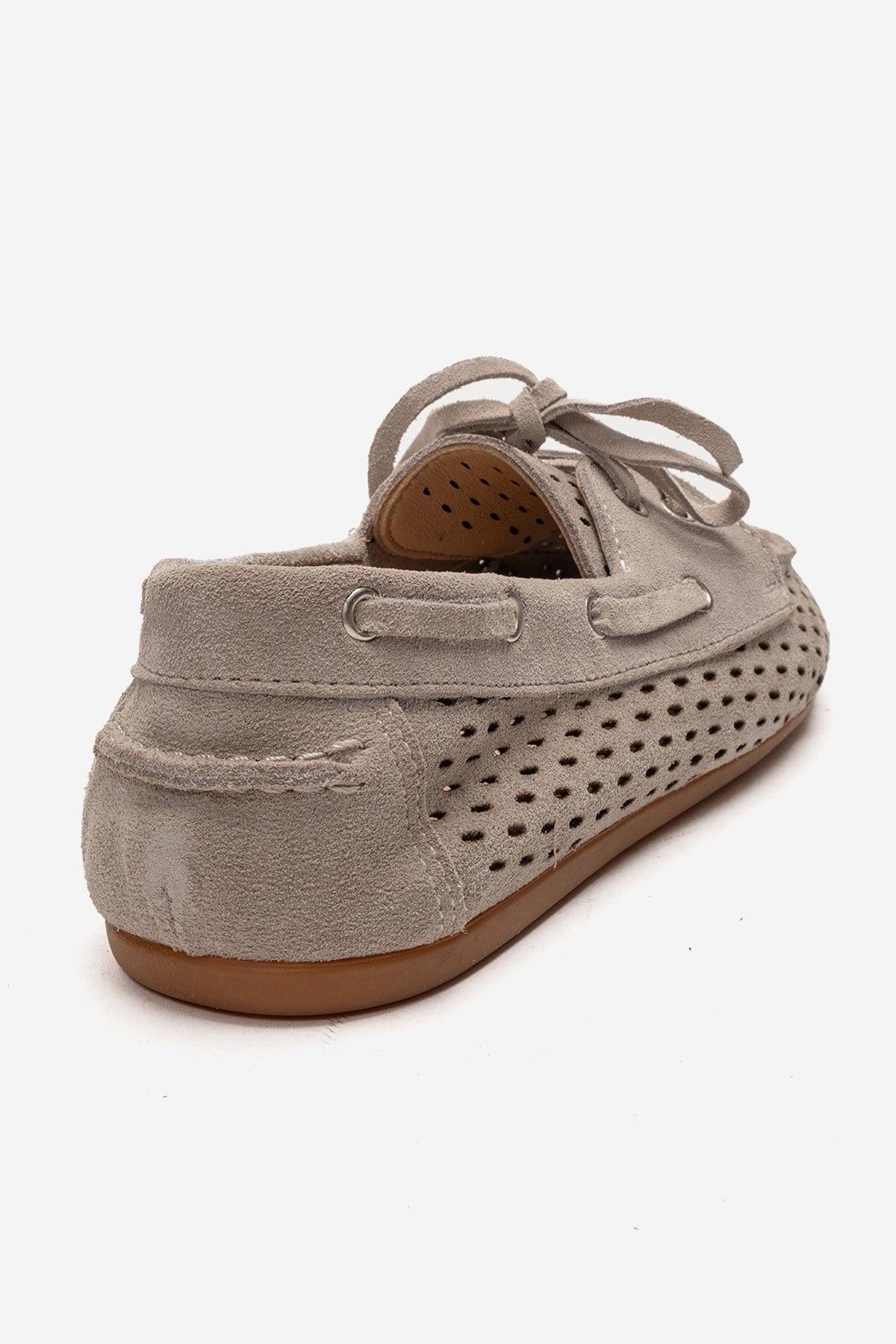 STEVO - Beige Genuine Leather Suede Lace-Up Loafer (Women)