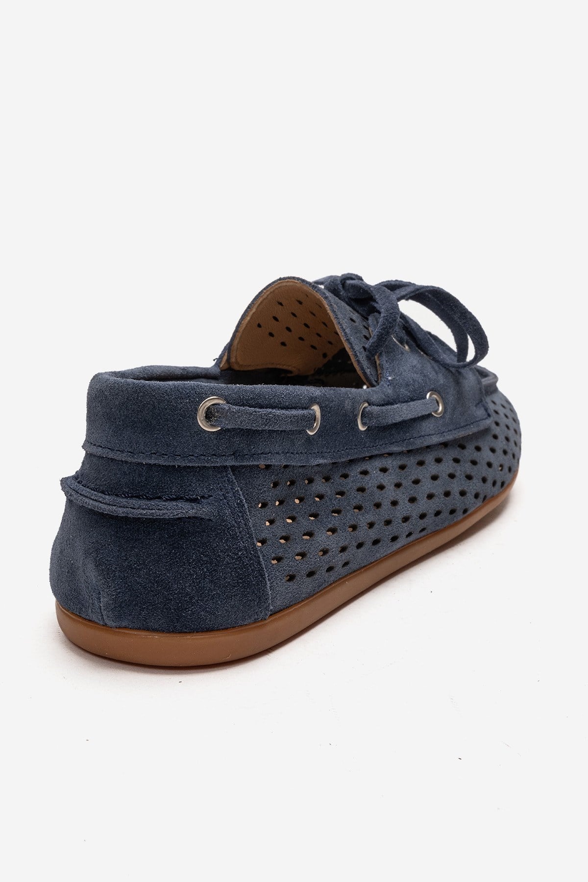 Stevo - Denim Blue Genuine Leather Perforated Lace-Up Loafer (Women)