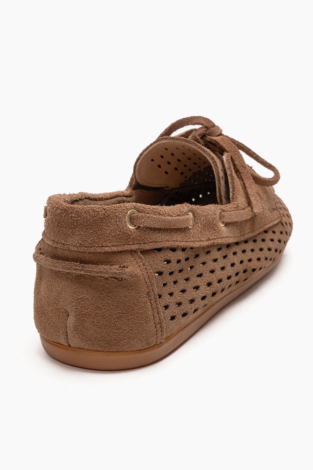 Stevo - Taupe Genuine Leather Perforated Lace-Up Loafer (Women)