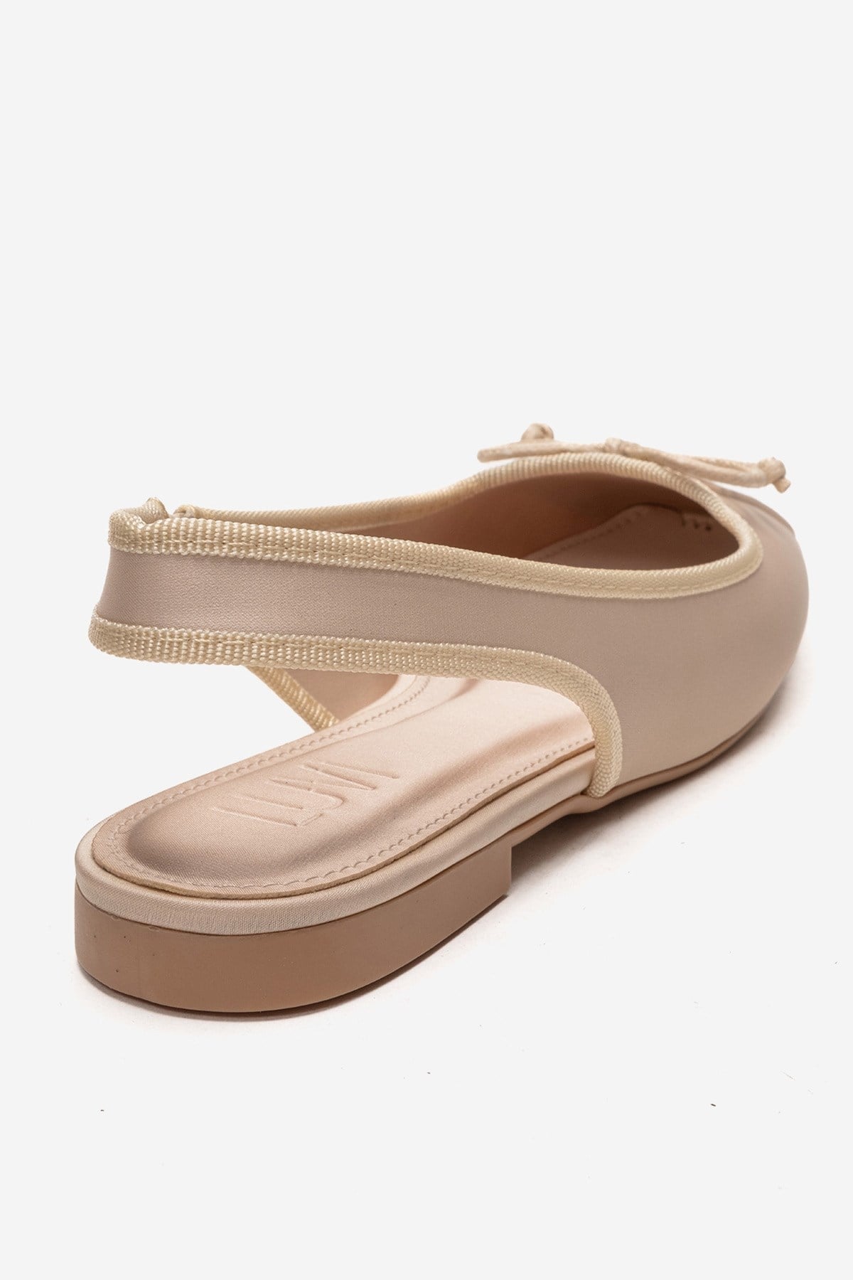 Zelvia - Beige Satin Bow Slingback Ballet Flat (Women)