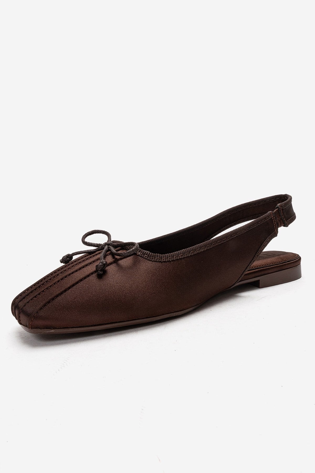 Zelvia - Brown Satin Bow Slingback Ballet Flat (Women)