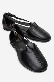 Fable - Black Genuine Leather Side-Cut Ballet Flat (Women)