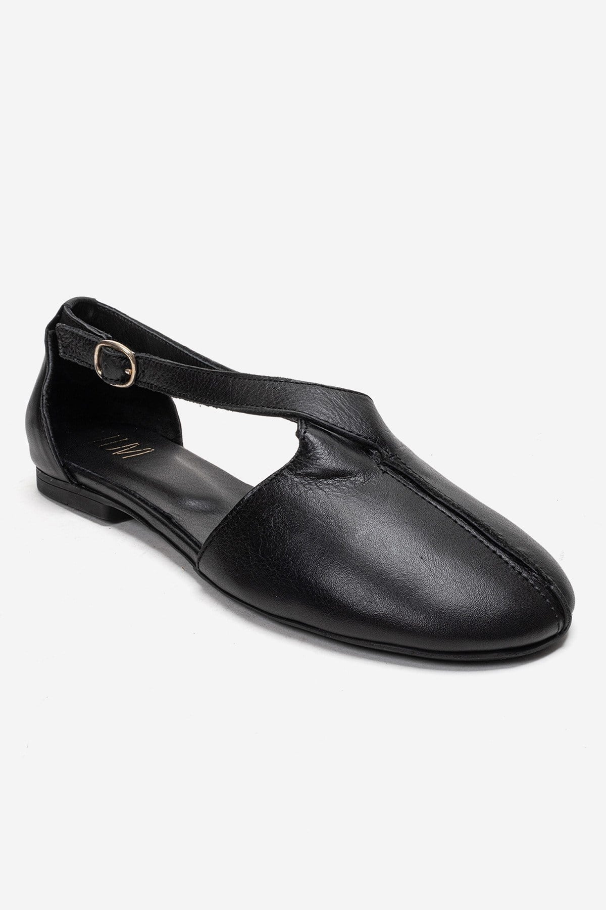 Fable - Black Genuine Leather Side-Cut Ballet Flat (Women)