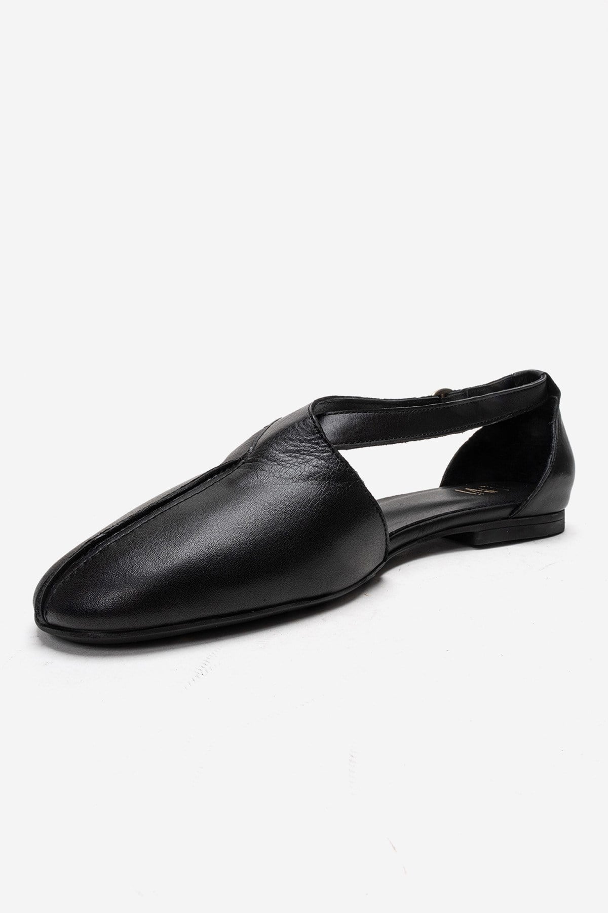 Fable - Black Genuine Leather Side-Cut Ballet Flat (Women)