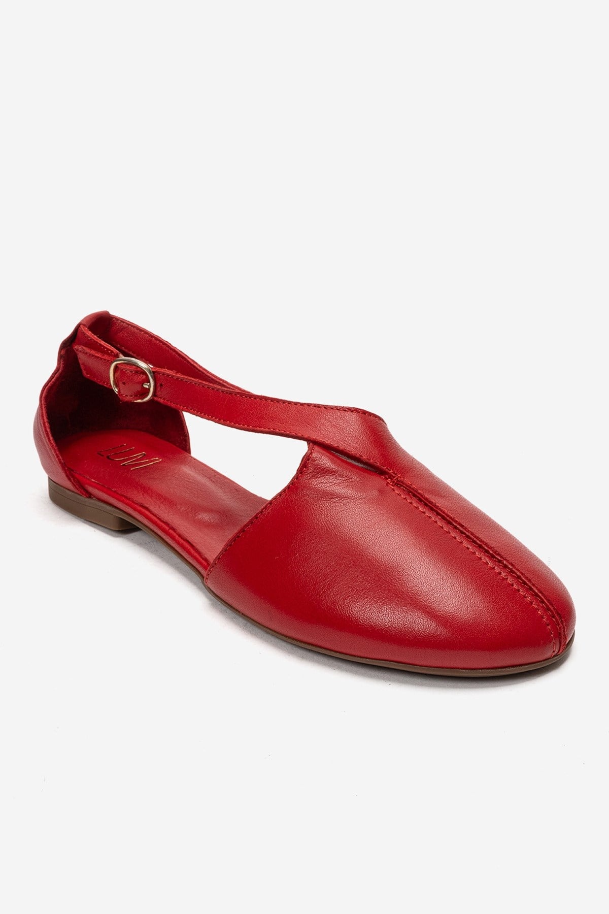 Fable - Red Genuine Leather Side-Cut Ballet Flat (Women)