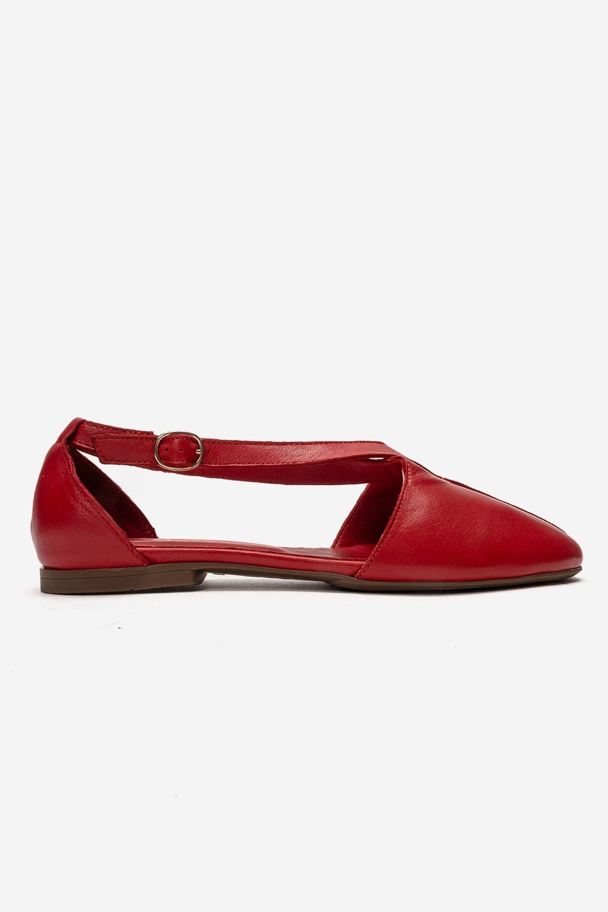 Fable - Red Genuine Leather Side-Cut Ballet Flat (Women)