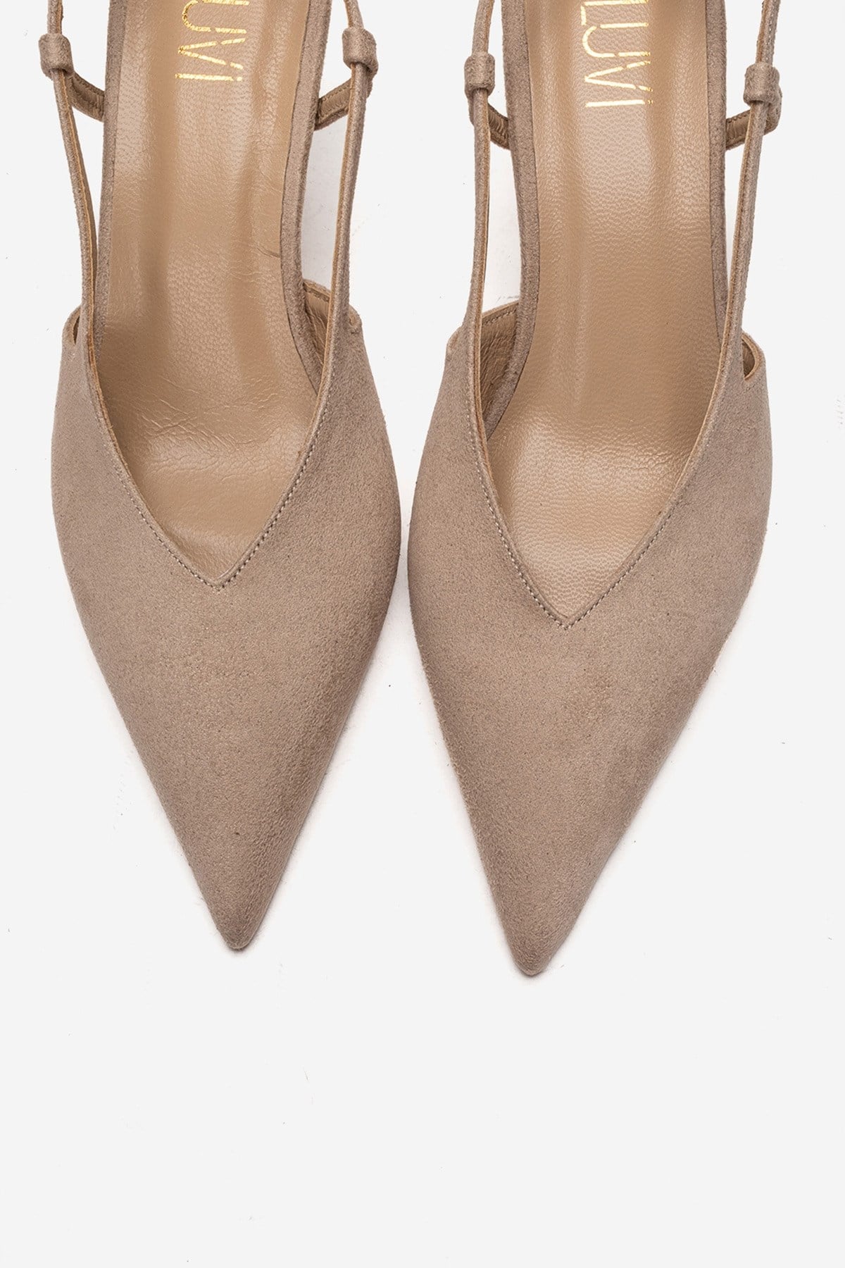Irena - Beige Suede Backless Pointed Toe Stiletto Pump, Genuine Leather (Women)